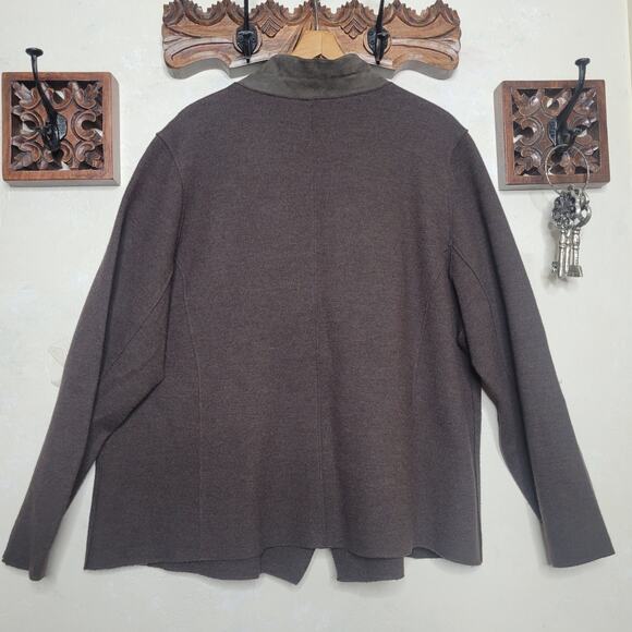 EILEEN FISHER Women Lamb Suede Merino Wool Felted Knit Blazer Jacket Shacket✨️2X - Picture 4 of 16